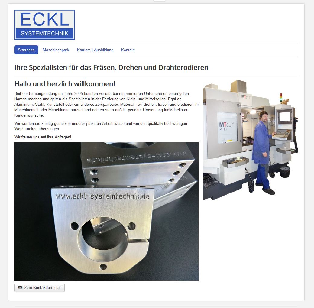 Vorschaubild für die Webseite www.eckl-systemtechnik.de